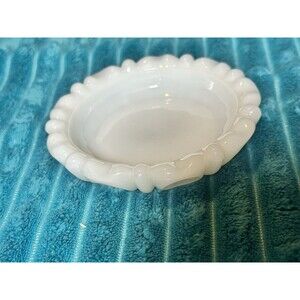 Anchor Hocking Milk Glass Ashtray Trinket Jewelry Dish Vintage
